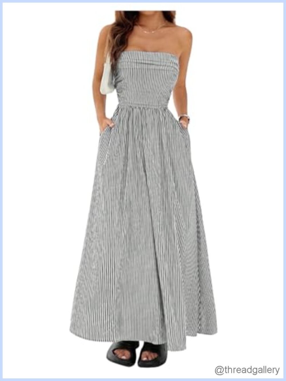 Striped Strapless Maxi Dress Casual Long Summer Dress Sleeveless